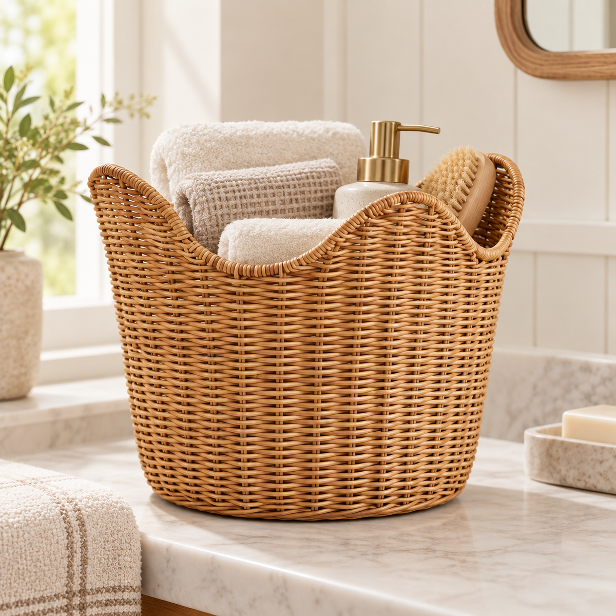 Shallow Date Palm Table Basket