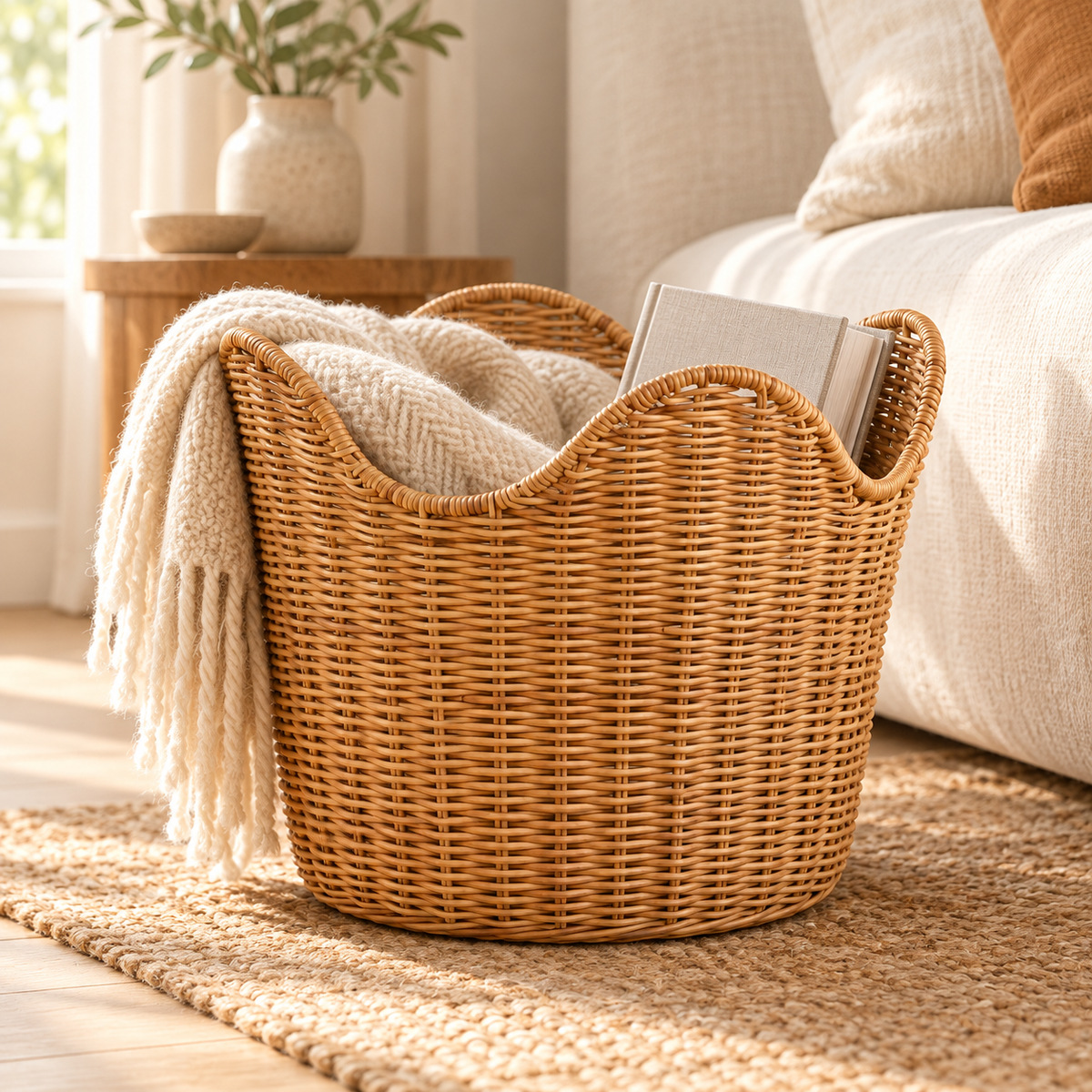 Shallow Date Palm Table Basket