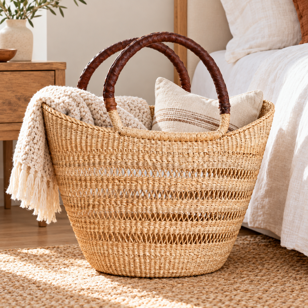 Large Openwork Woven Market Shopper