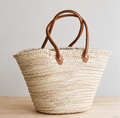 Palm Leaf Market Tote with Leather Handles