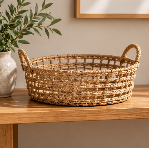 Woven Open Weave Wicker Basket