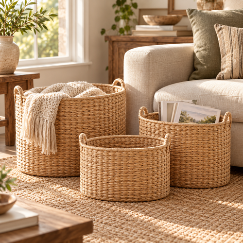 Handwoven Nesting Storage Hamper - Oval