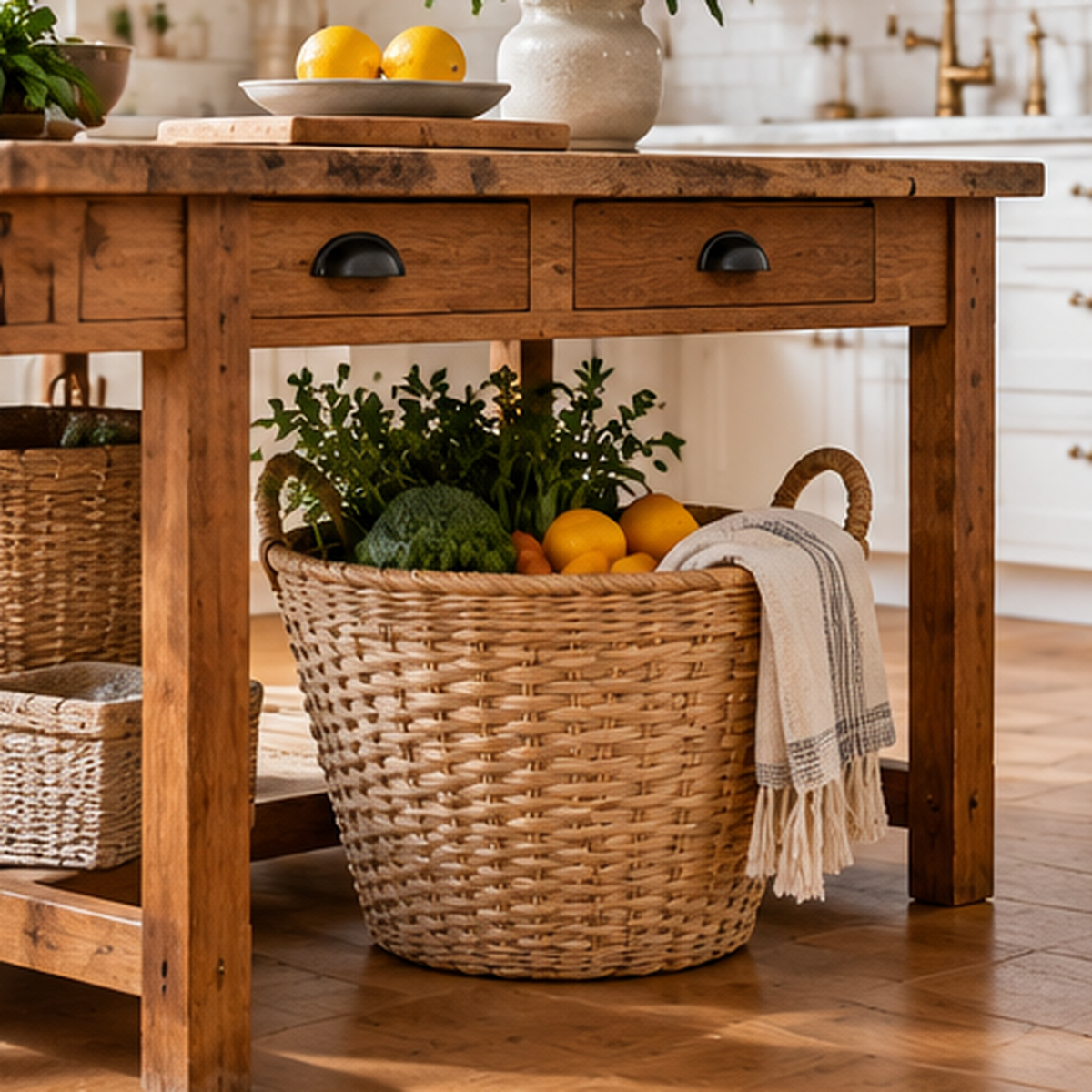 Handwoven Oval Floor Basket - Large