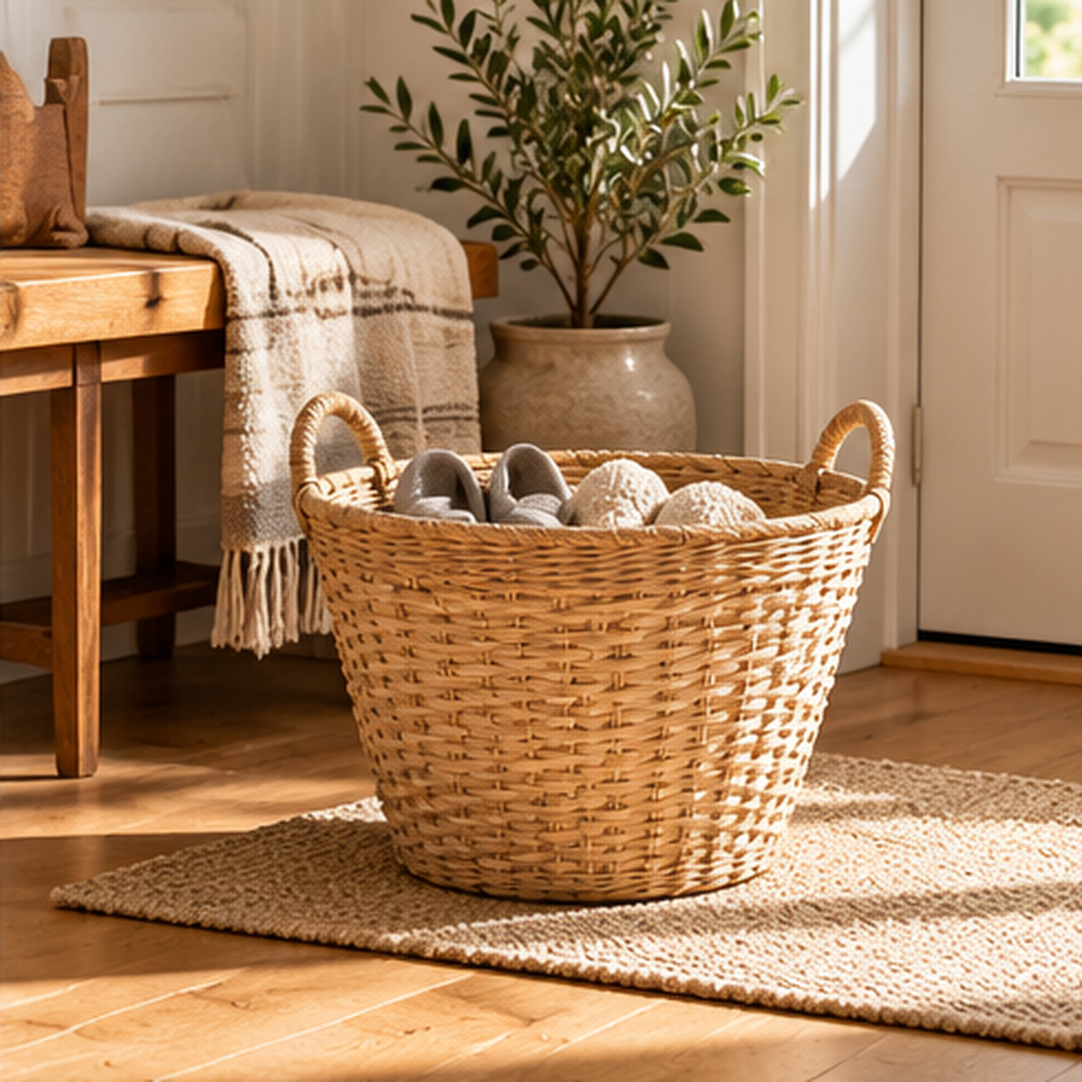 Handwoven Oval Floor Basket - Large