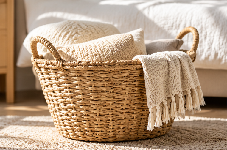 Handwoven Oval Floor Basket