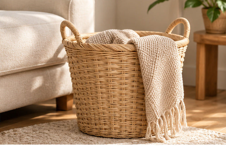 Handwoven Round Floor Basket