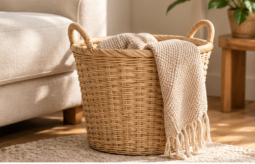 Handwoven Round Floor Basket