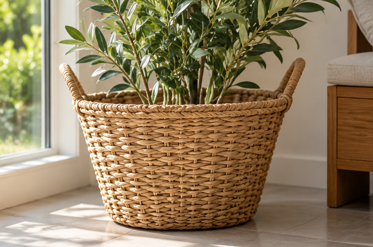 Handwoven Oval Floor Basket