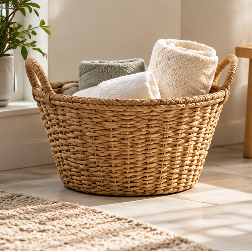 Handwoven Oval Floor Basket