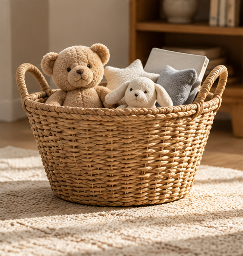 Handwoven Oval Floor Basket
