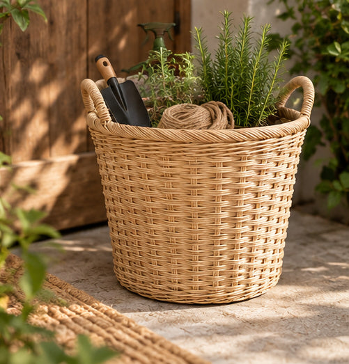 Handwoven Round Floor Basket