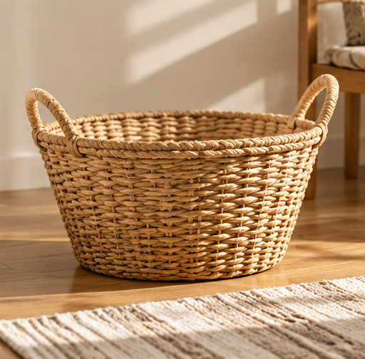 Handwoven Oval Floor Basket