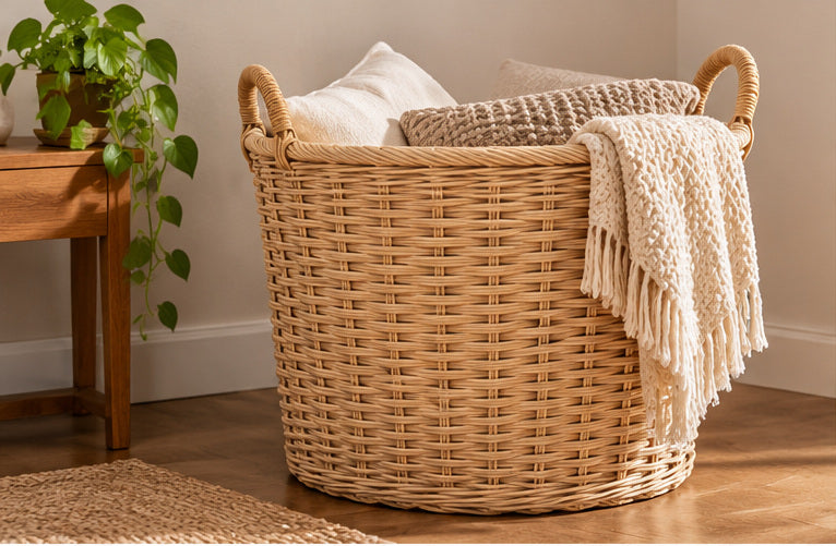 Handwoven Round Floor Basket - Large