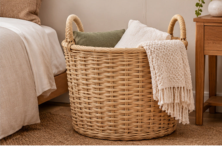 Handwoven Round Floor Basket - Large