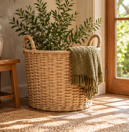 Handwoven Round Floor Basket - Large