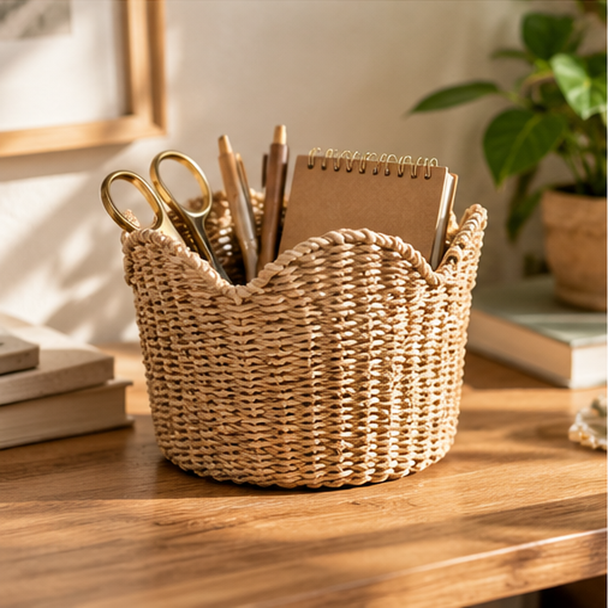 Natural Mini Scalloped Woven Basket