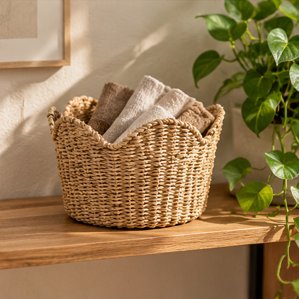 Natural Mini Scalloped Woven Basket