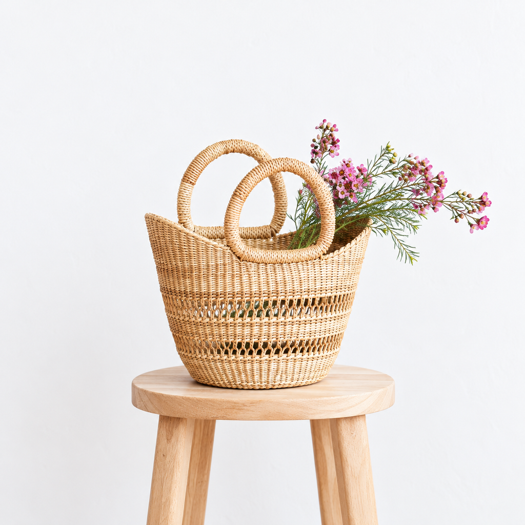 Small Openwork Woven Market Shopper