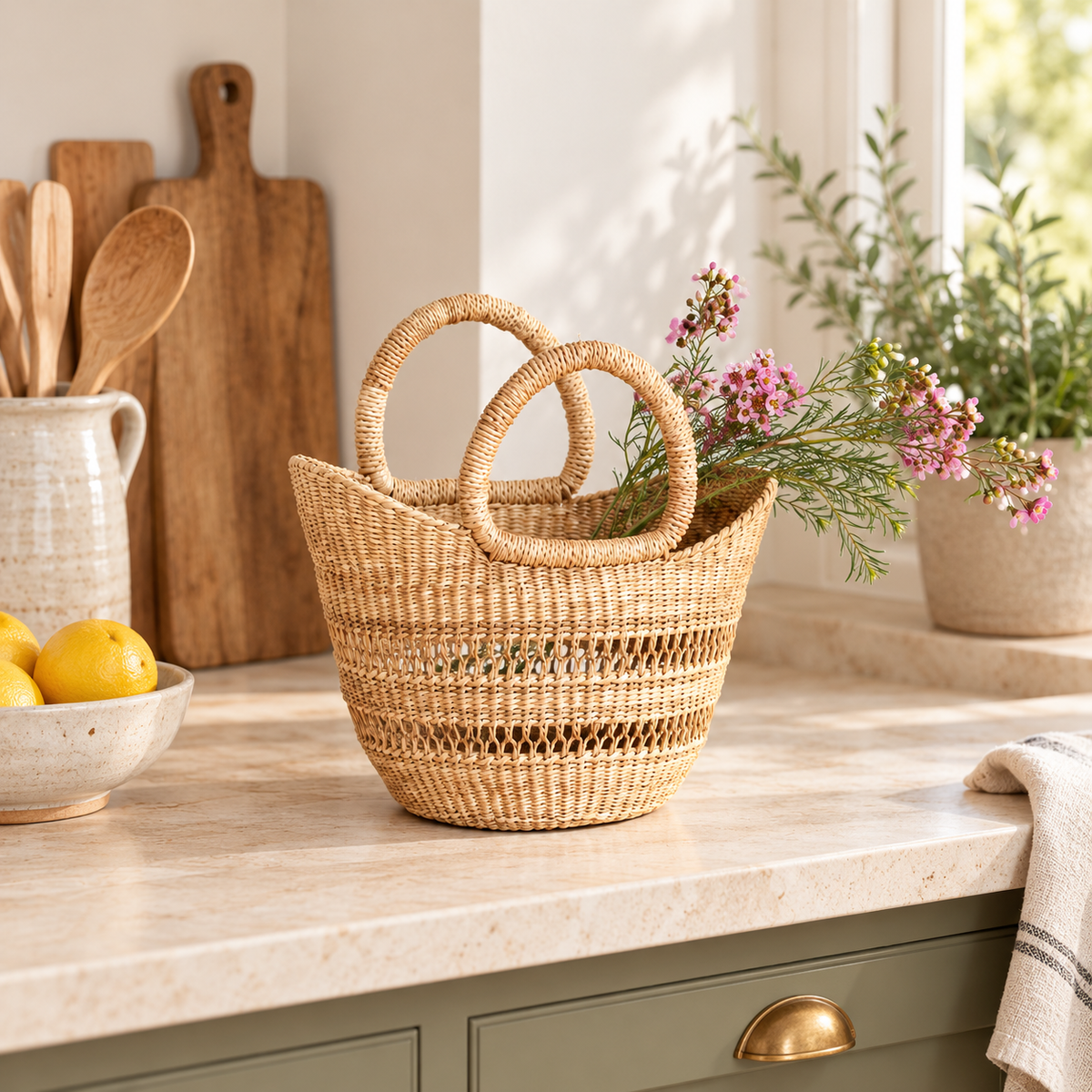Small Openwork Woven Market Shopper