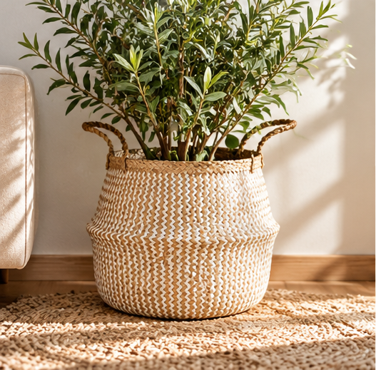 Zigzag Woven Collapsible Storage Basket