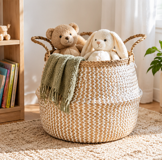 Zigzag Woven Collapsible Storage Basket