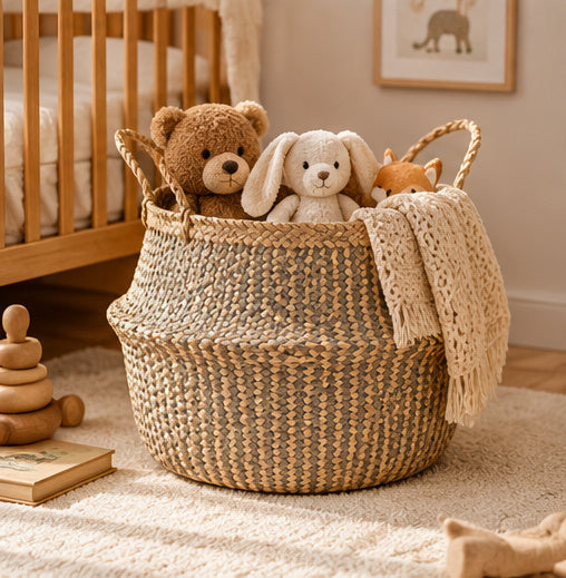 Natural Reed Collapsible Storage Basket