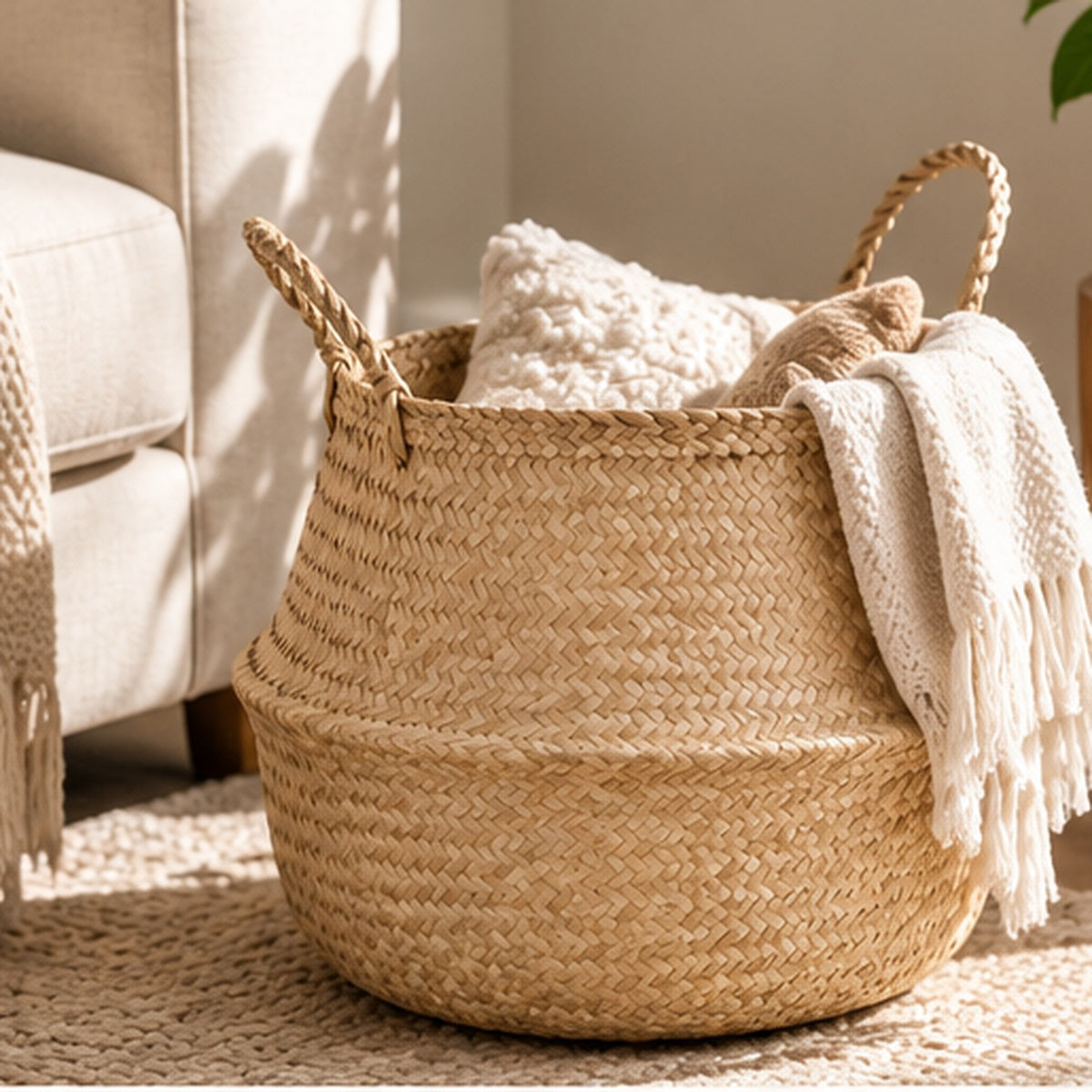 Woven Collapsible Belly Storage Basket