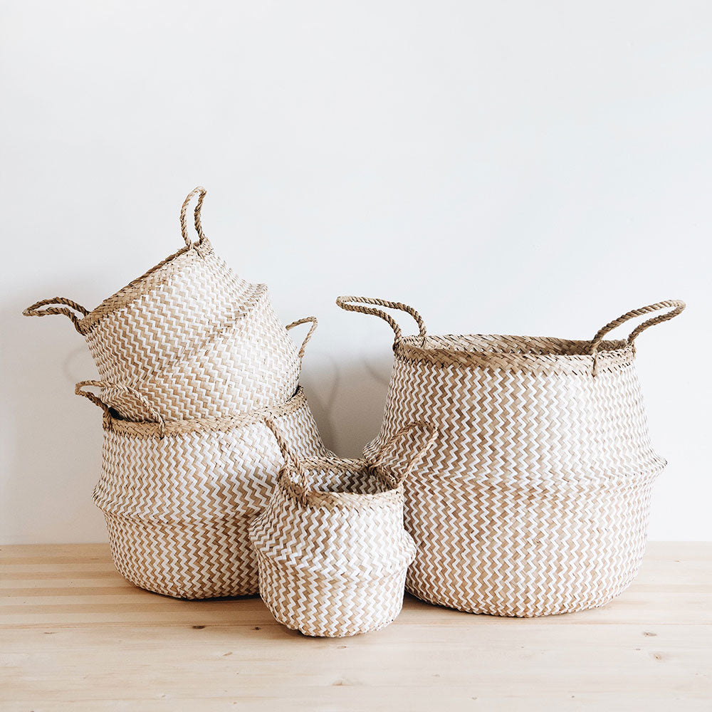 Zigzag Woven Collapsible Storage Basket - Image 1