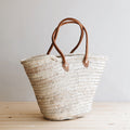 Palm Leaf Market Tote with Leather Handles - Image 1