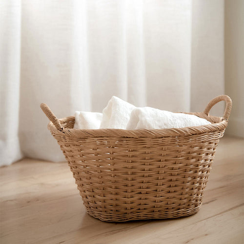 Handwoven Oval Floor Basket - Image 1