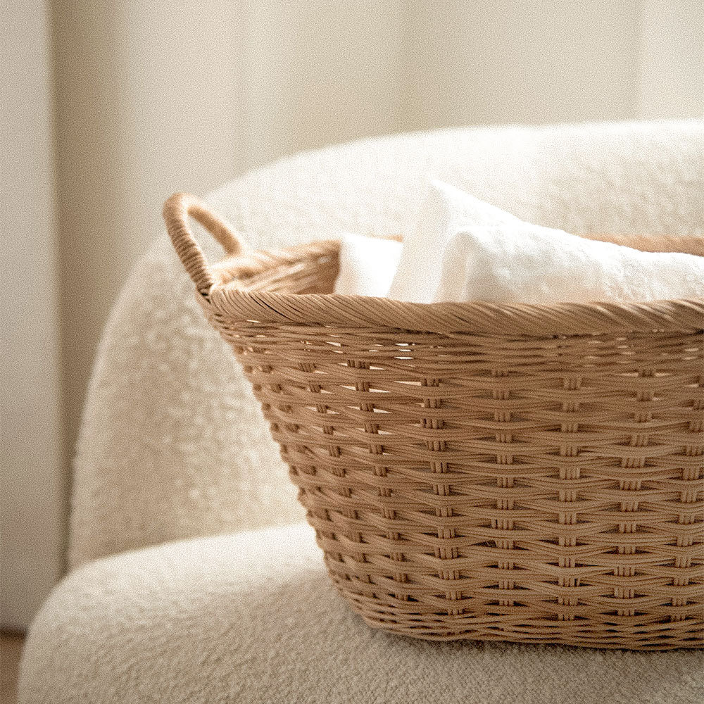 Handwoven Oval Floor Basket - Image 4