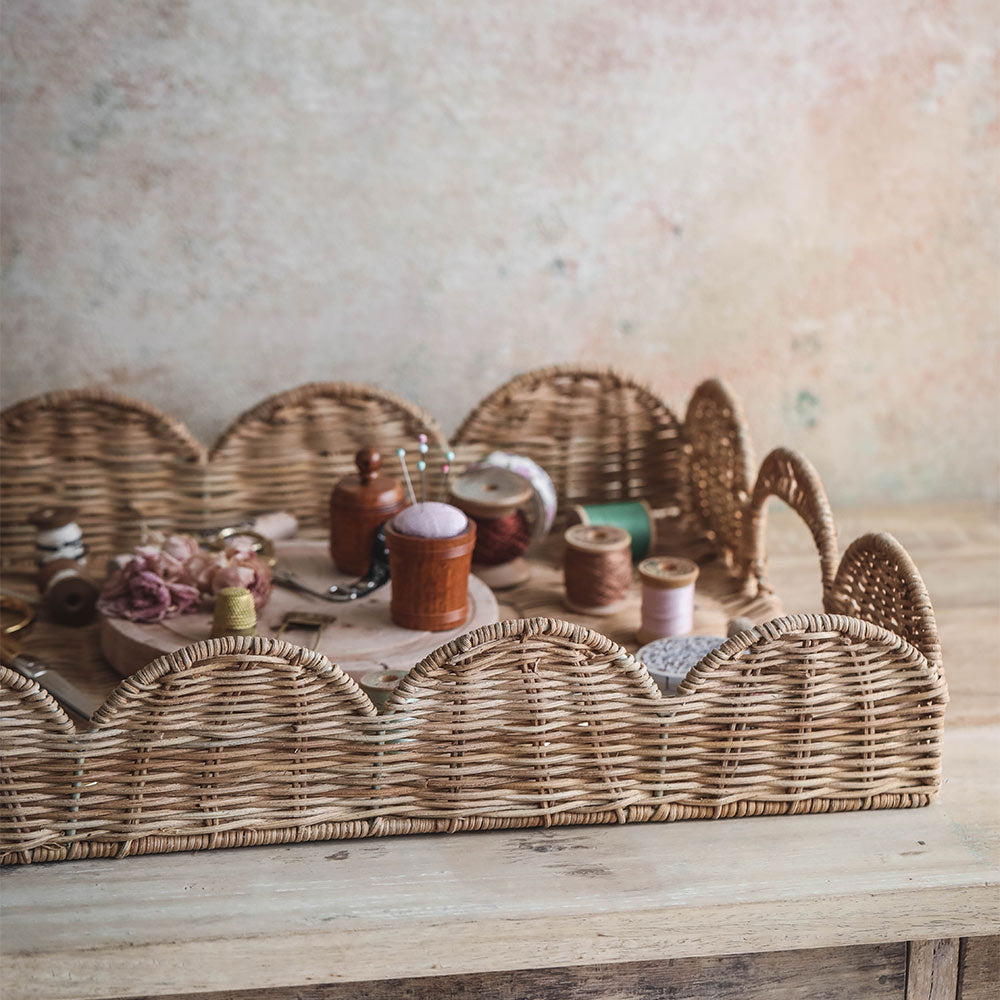 Scalloped Rattan Serving and Display Tray - Image 10