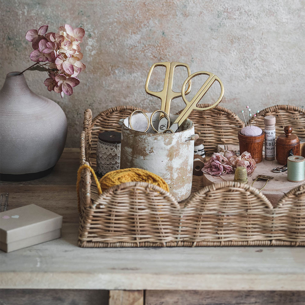 Scalloped Rattan Serving and Display Tray - Image 6
