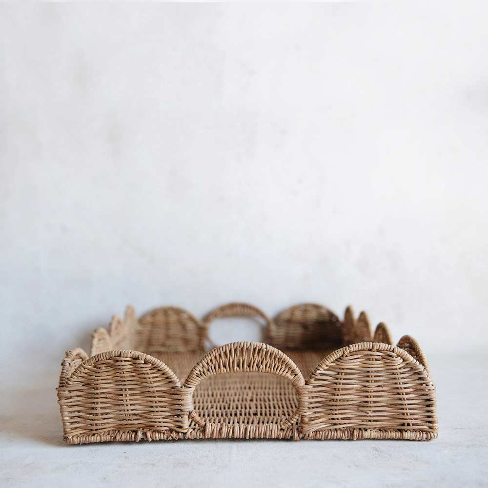 Scalloped Rattan Serving and Display Tray - Image 12