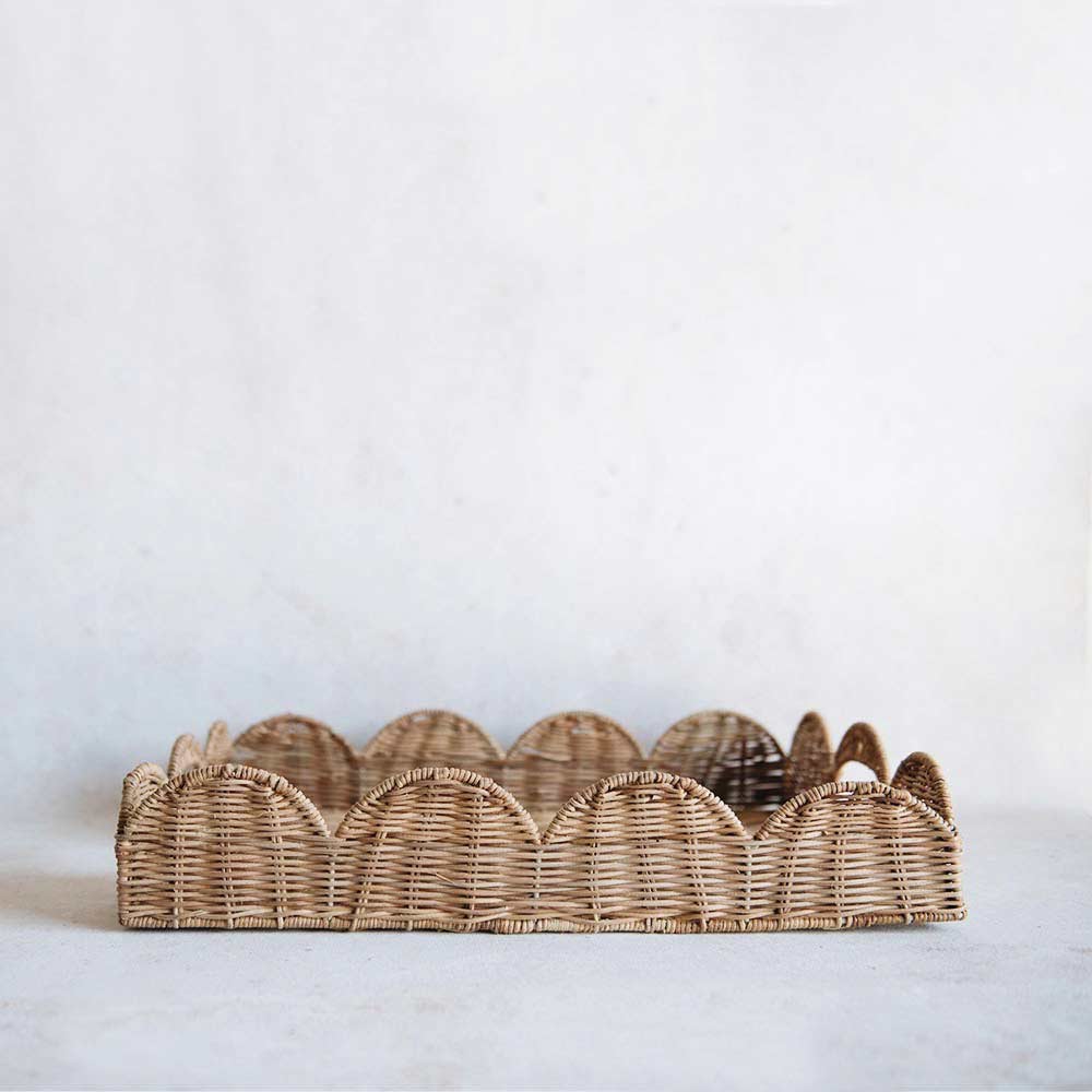 Scalloped Rattan Serving and Display Tray - Image 11