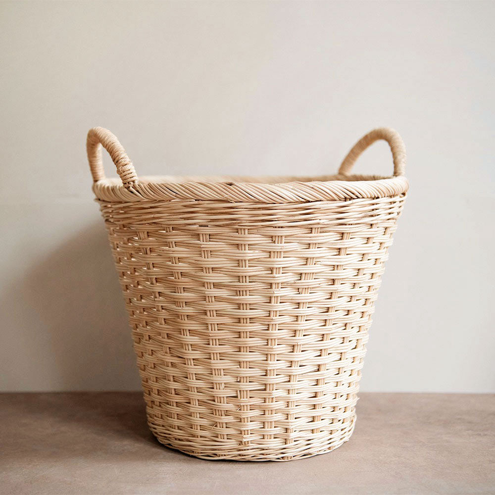 Handwoven Round Floor Basket - Image 1