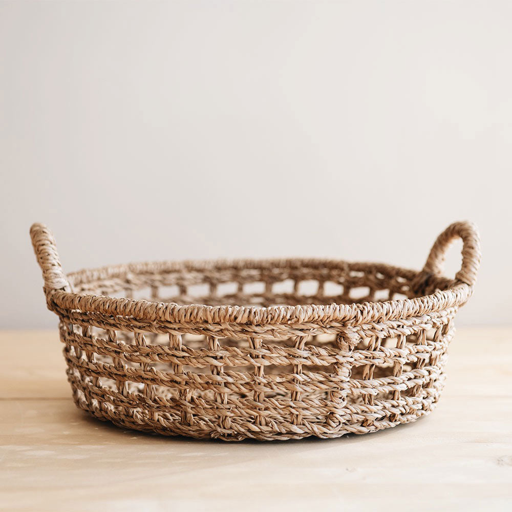 Woven Open Weave Wicker Basket - Image 1